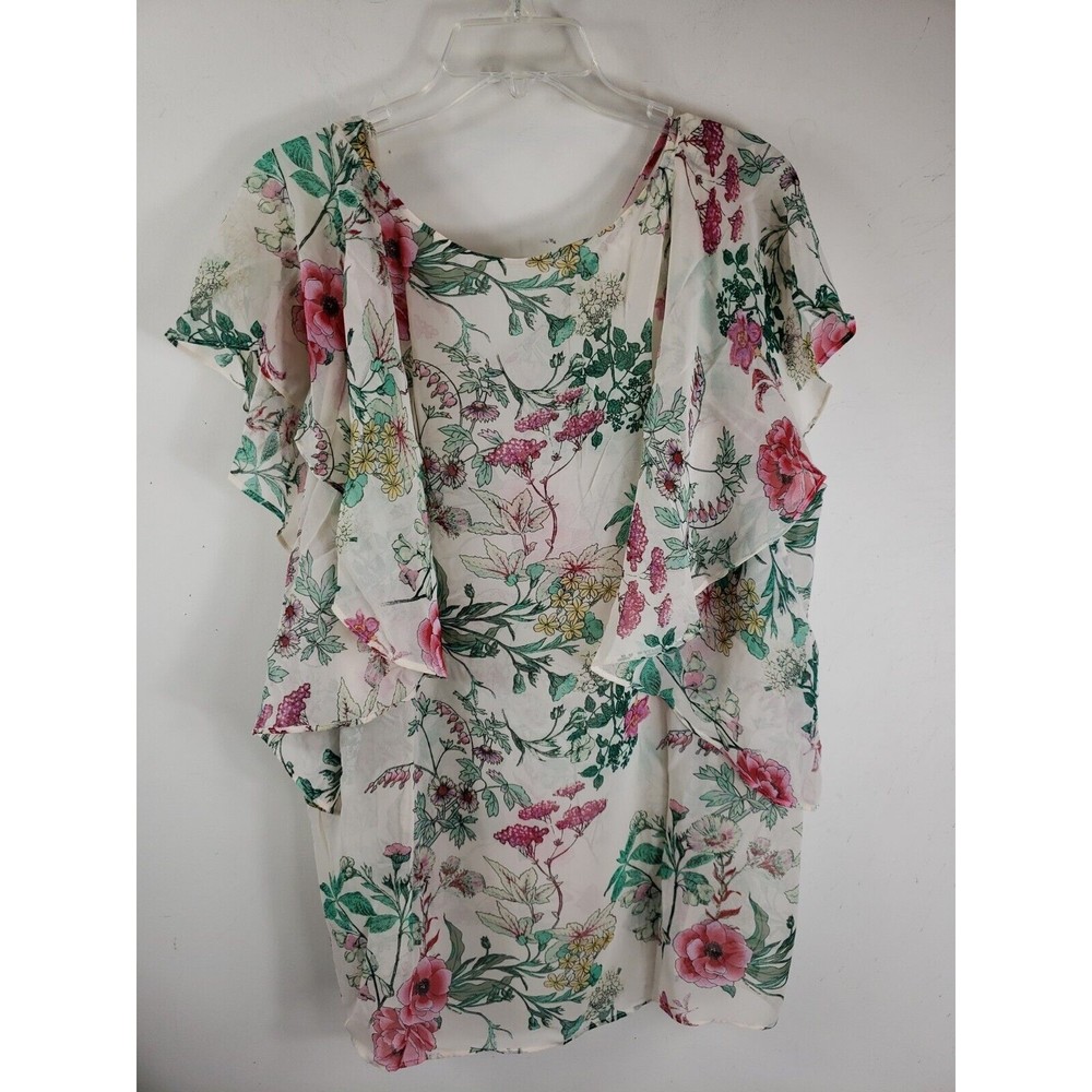 Rachel Rachel Roy top Floral Womens 3X flutter sleeves NEW